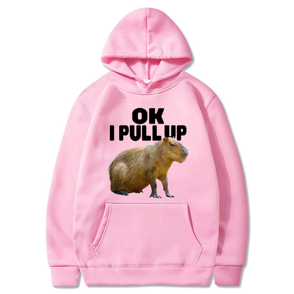Ok I Pull Up Capybara Felpa con cappuccio con stampa grafica Felpe con cappuccio vintage casual alla moda unisex Pullover gotici Harajuku Streetwear