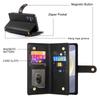 DF-011 For Samsung Galaxy S24+ Case Zipper Pocket Stand Leather Phone Cover with Straps