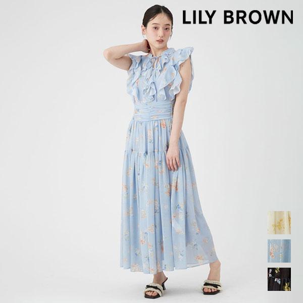 Новый товар СКИДКА 10% LILY BROWN Платье 26 Весна/Лето Цветочный Принт Плиссированное Платье Без Рукавов Макси Длина Оборки lwfo262041
