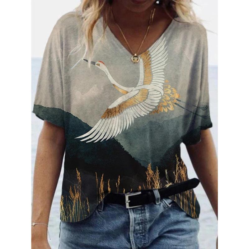 New Popular Abstract Painting 3D Printed Short Sleeved T-shirt for Women's Clothing