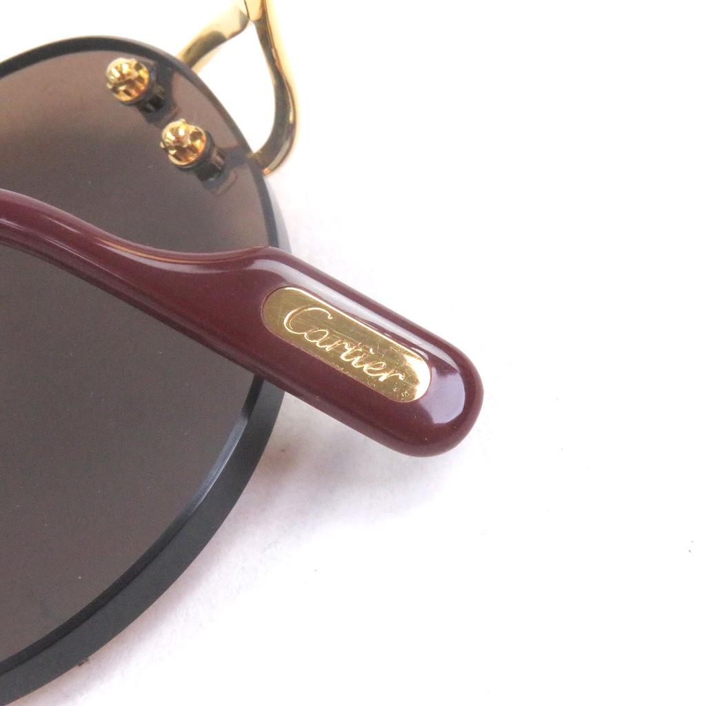 Excellent Cartier Sunglasses Rimless Two-Point Brown Gold Mens Used