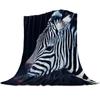 Animal Zebra Black and White Stripes Pattern Flannel Throw Blanket  Soft Lightweight Warm Cozy Kid Adult Travelling Camping Gift