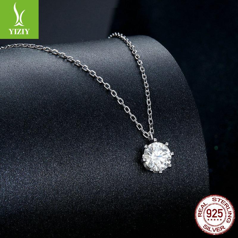Simple 80 Points Shining Mozzarella Diamond Necklace Women'S Small Fresh S925 Silver Collarbone Chain With Certificate Msn003