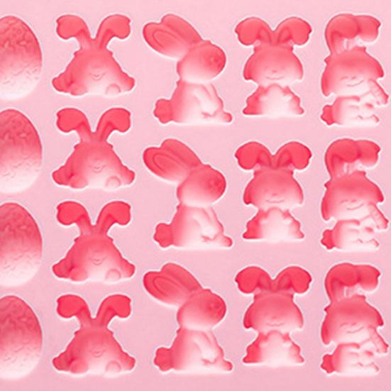 Oster-Schokoladenform 27-Kammer Hasen-Osterei-Design Silikonform Leicht zu reinigen Lebensmittelqualität Süßigkeiten Gelees Mousse Backform