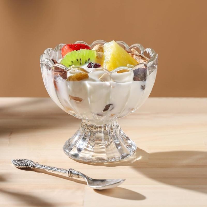 Cute Footed Tulip Glass Dessert Bowls/Cups - Perfect for Dessert, Sundae, Ice Cream, Fruit, Salad, Cocktail, Condiment, Trifle