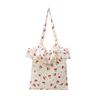 New Cute and Sweet Girl Portable Shoulder Bag Large Capacity Cherry Print Lotus Leaf Edge Tote Bag