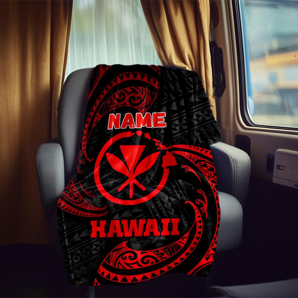 Hawaiian Tribal Pattern Customize Your Name Rv Blanket Cozy Soft Lightweight All Season Multi Purpose Blanket For Travel Camping Picnics Sofas Rvs