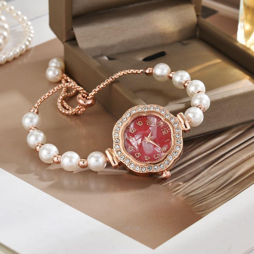 New Creative Women Watch Temperament Light Luxury Quartz Wristwatches Pearl Beaded Bracelet Women's Watch Fashion Accessories