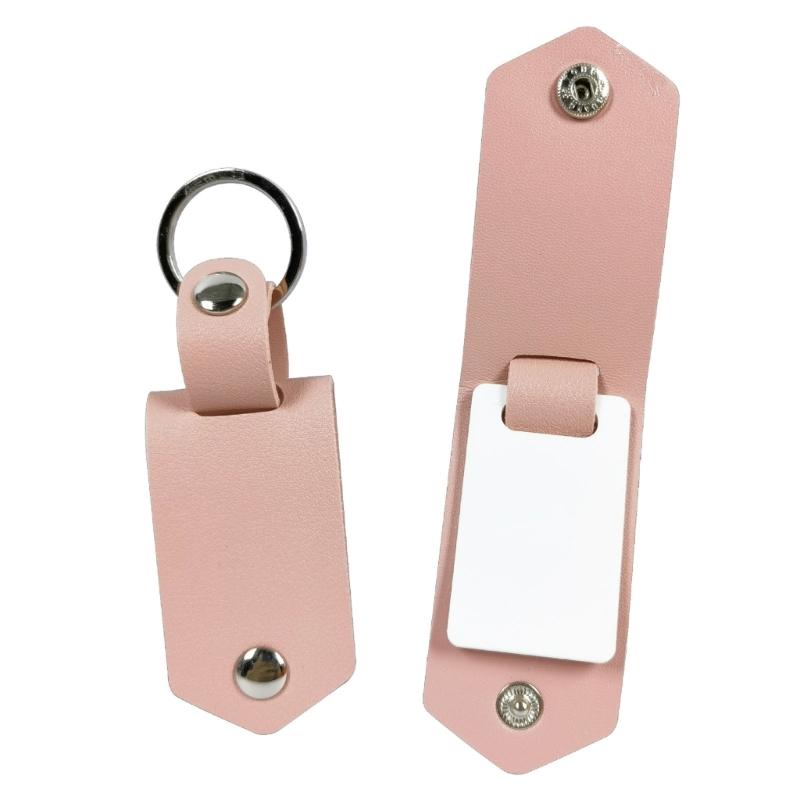 Customizable Double Sided Heat Transfer Sturdy PU Leather Keychain Charm Portable and Waterproof Scratch Resistant