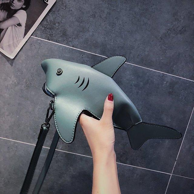 Euro-America Style Shark Shoulder Bag PU Flap Purse Mini Bag Lovely Animal Crossbody Funny Bag