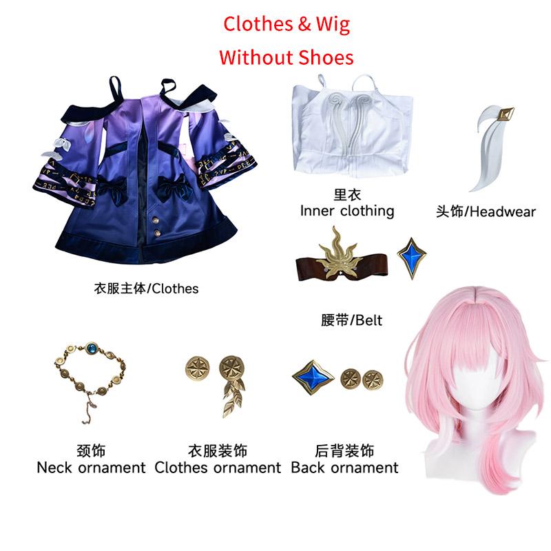 Star Rail Cyrene Cosplay Costume Pink Wig Hair Game Cyrene Cosplay Shoes For Women Role Play Halloween Outfits
