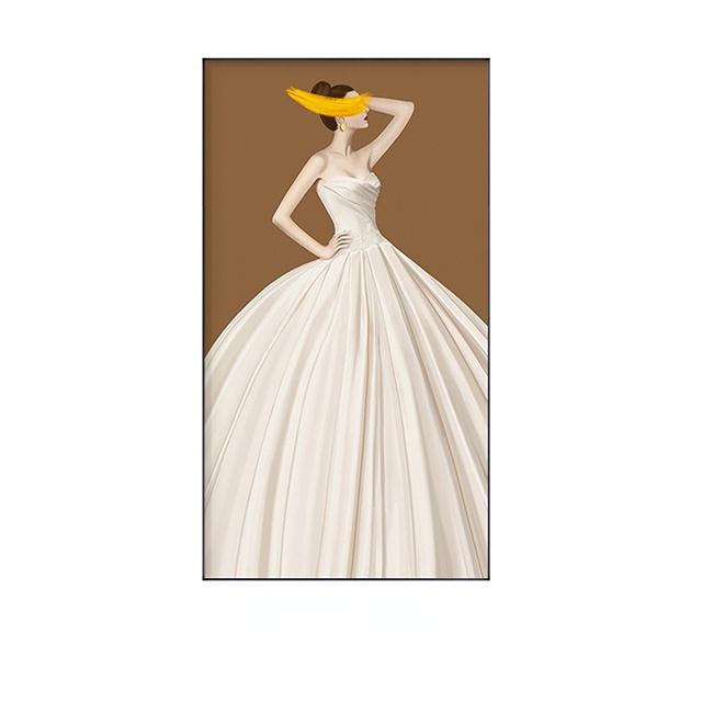 Fashion White Dress Woman Poster Print Modern Abstract Princess Figure Canvas Picture Nordic Bedroom Wall Decoration Painting