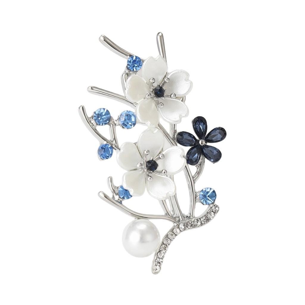 Alloy Rhinestone Peach Branch Brooch Accent Light Luxury Lapel Pin Elegant Versatile Women's Clothing Accessory PD2531
