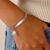 Stainless Steel Silver Color Bracelet Smooth Blank Bar With Heart Pendant Trendy Wrist Valentines Day Gift Jewelry