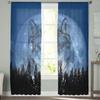 Wolf Night Moon Woods Sheer Curtain for Living Room Hall Wall Dress Up  Home Window Supplies Pop Print Tulle Curtains