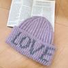 Stretchy Letter Embroidered Knitted Beanie Hat Thick Earflap Beanie  Girls