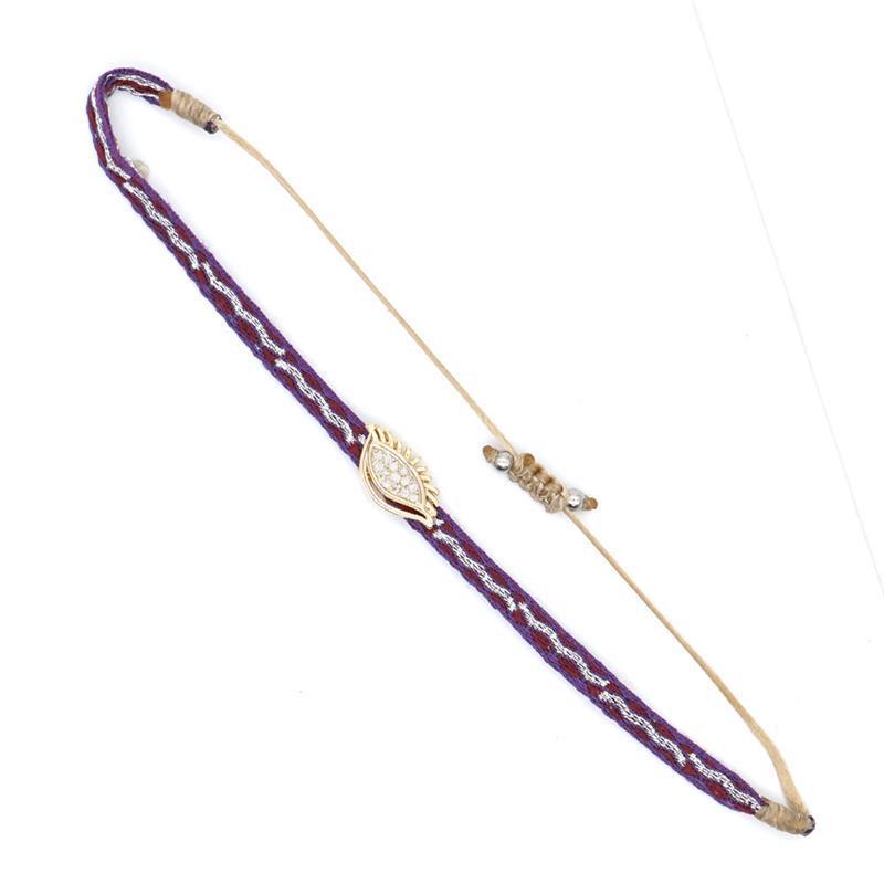 Retro Pattern Bohemian Spanish Court Hand-Woven Bracelet with Micro-Inlay