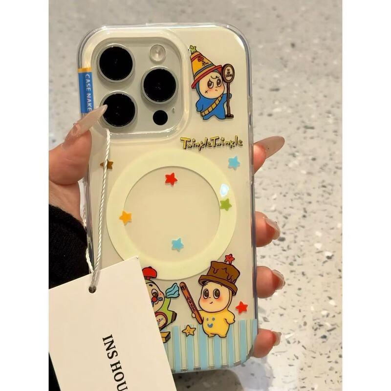 Cartoon Star Hat Boy Magnetic Phone Stand Case IPhone 16 Pro Max 15 14 Full Cover Silicone Shockproof