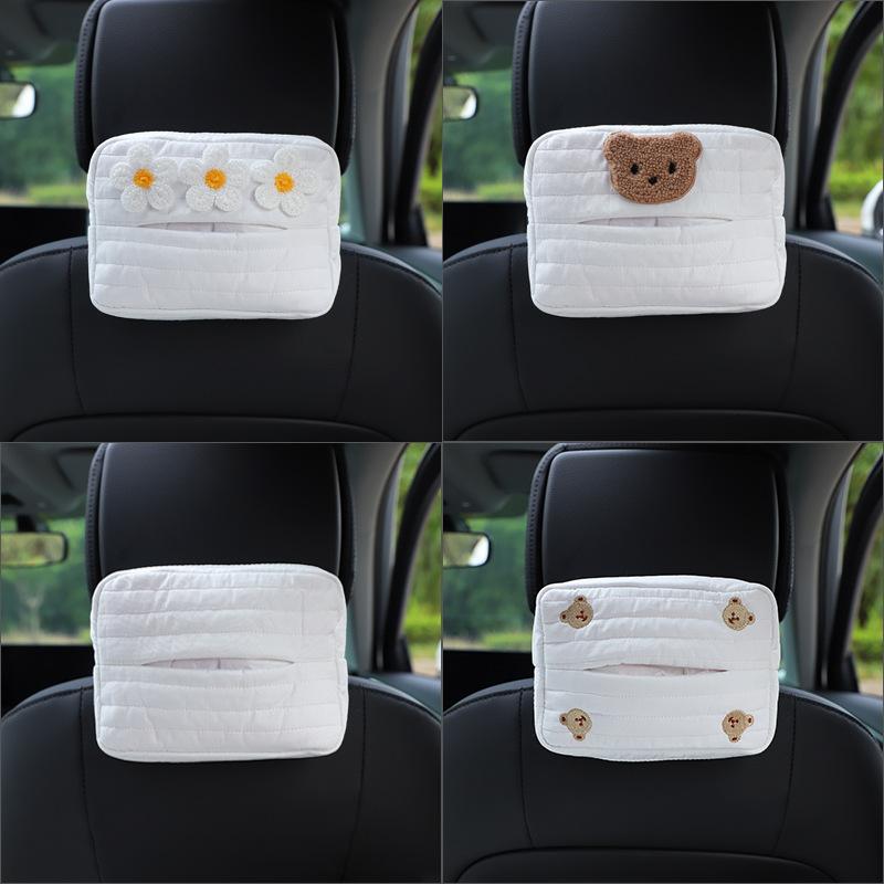 Cartoon cloth car tissue box Car seat back hanging paper box multi-functional car interior supplies