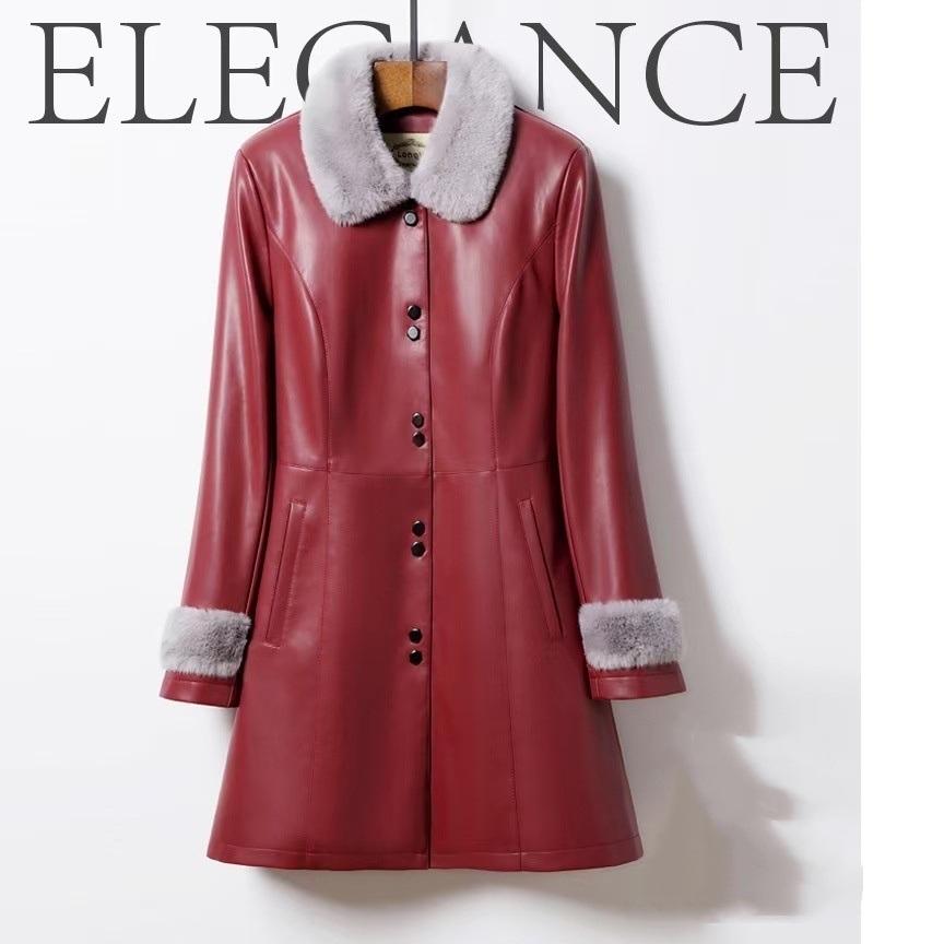 Women's Mid-length Leather Jacket Plus Velvet Thickened Western Style Plus Size Women's Autumn and Winter Disposable Leather Warm Jacket