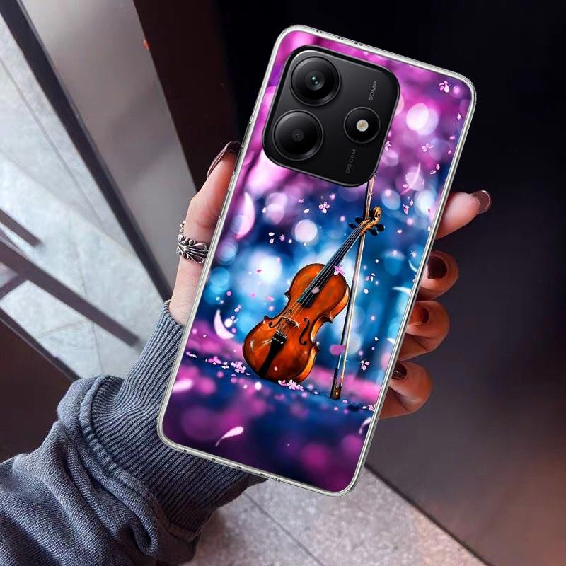 Music Violin Phone Case For Xiaomi Redmi Note 15 14 14S 13 12S 12 Pro Plus 11S 11 10S 10 4G Cover 11E 11T 5G Print Fundas Redmi