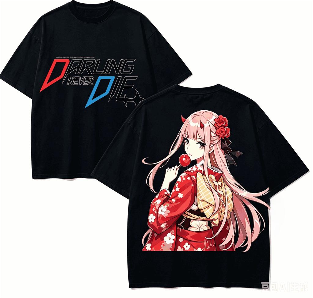 T-shirt per Amanti dell'Anime Darling In The Franxx Harajuku Cotone NuovoModello High Street Retro Oversize Unisex Harajuku T-shirt di Alta Qualità