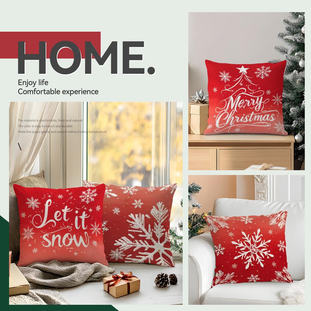 45X45Cm Christmas Snowflakes Pillowcase Bedroom Cushion Cover 100% Polyester Living Room Cushion Pillowcase Home Decor