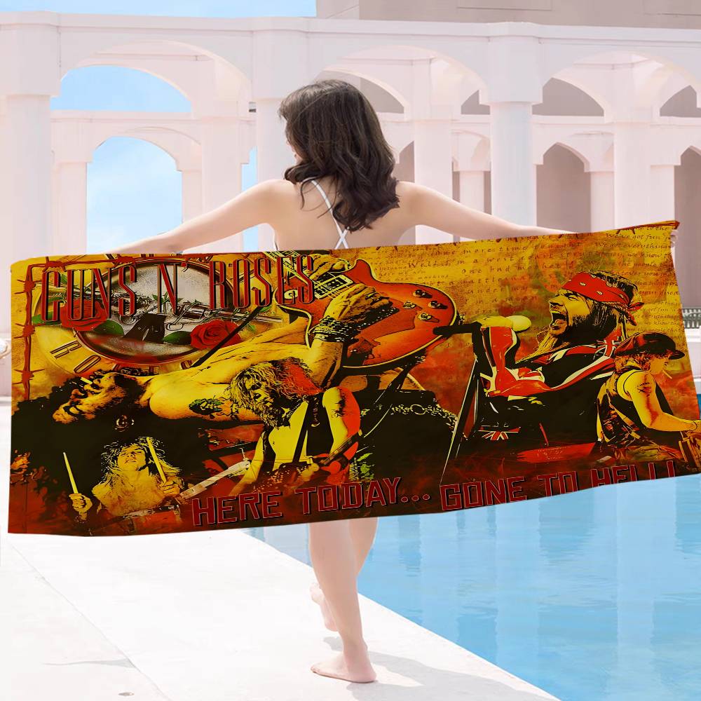 G-Guns N R-Roses Rock Anime Beach Swimming Towel Soft Absorbent Washcloth Children's Gifts for Kids Travel Camping Gym