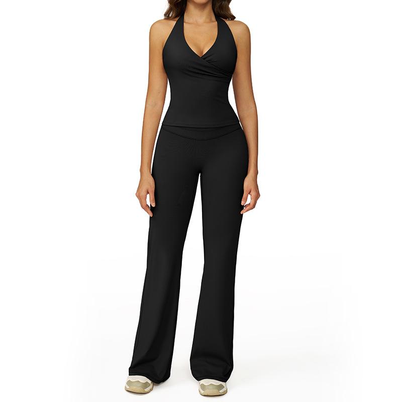 JYL Quick Dry Brushed Yoga Set Hollow Back High Waist Outfit