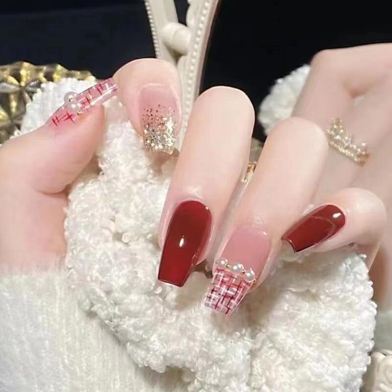 1SET Nail Art Tablet French Premium Sense False Nail Patch Removable Cat's Eye ins Wind Wear Nail