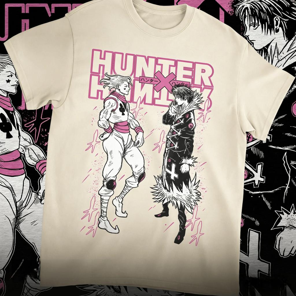 Hunter x Hunter Hisoka & Chrollo Phantom Troupe Duo Graphic Oversized Anime Streetwear Unisex Black T-Shirt
