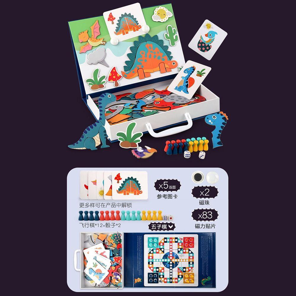 Wood Magnetic Stickers Toys Cartoon Pattern Montessori Games Jigsaw Puzzle  Early Educational