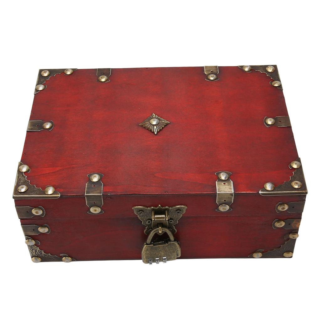 Wooden Jewelry Box Retro Large Capacity Durable Wood Multi Purpose Large Jewelry Box with Lock for