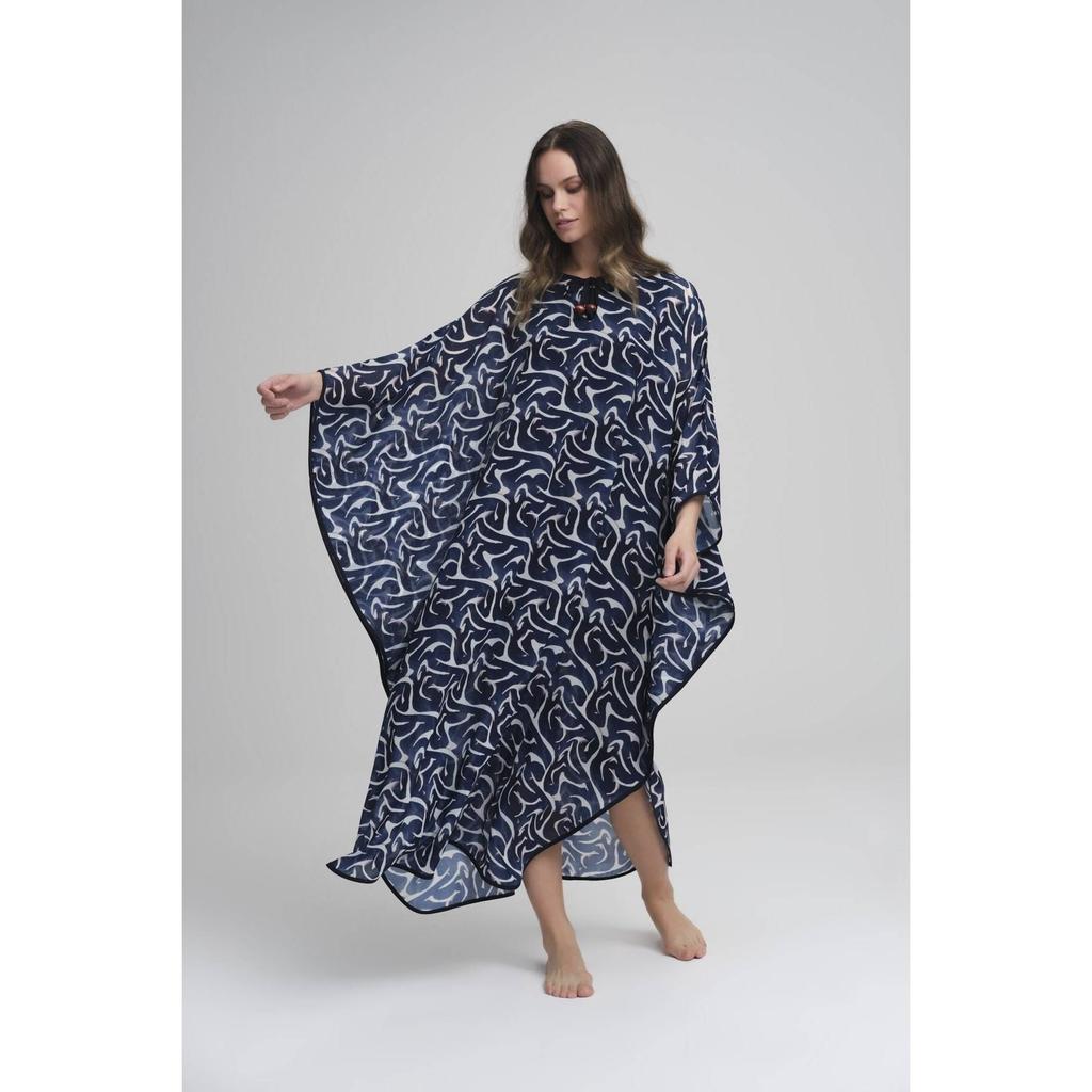 Kaufe Women's Pareo Esila Navy Blue Beige Patterned Long Pareo Swimsuit ...