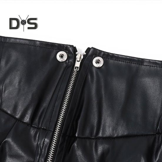 Punk Stil Frauen Winter Mini Rock Hohe Taille Taschen Zipper Verschluss Kurzen Rock Slim Fit Hüfte Gewickelt Sexy Faux leder Rock