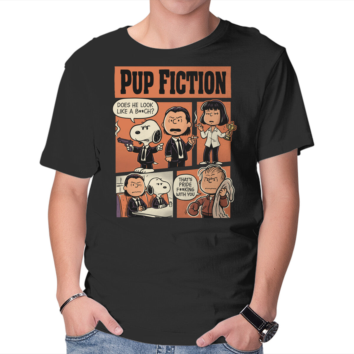 Unisex Crew Neck T-Shirt Pup Fiction Graphic Short Sleeve Casual Tee XXXXL