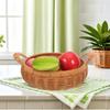 Handwoven Bread Basket with Handle Rattan Serving Tray for Kitchen Imitation Rattan/Wicker Fruit Basket for Or Party Snack
