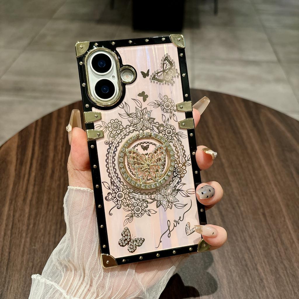 For iPhone 17 Cases Rhinestone Decor Butterfly Pattern TPU + PC Phone Cover
