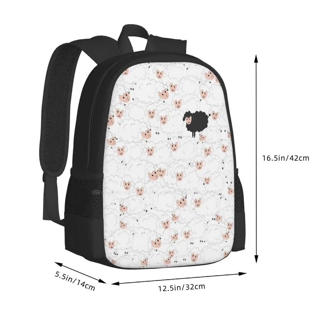 Black Sheep Among White Sheep Funny Hand Drawn Pattern Hd High Quality Teen College Student Backpack Pattern Design Bags Blackk