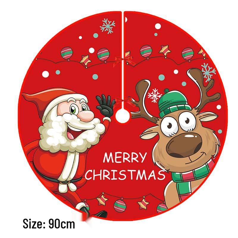 Creative Cartoon Print Christmas Tree Skirt - Festive Home & Party Decoration