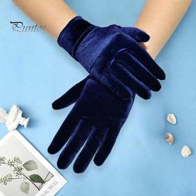 1 Paar Damen-Herbst-/Winterhandschuhe aus Samt, fünf Finger, einfarbig, Einkaufsführer-Handschuhe, dick, rutschfest, warm, winddicht, Abschlussball, Party, Schmuck, Shop-Verkauf