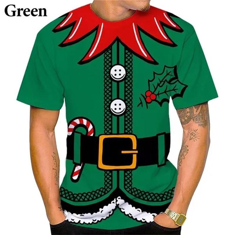 

Смешные футболки с рождественской графикой, напечатанные на 3D-принтере, для мужчин, модные футболки с коротким рукавом для мужчин, с полной печатью, рождественские футболки больших размеров XL