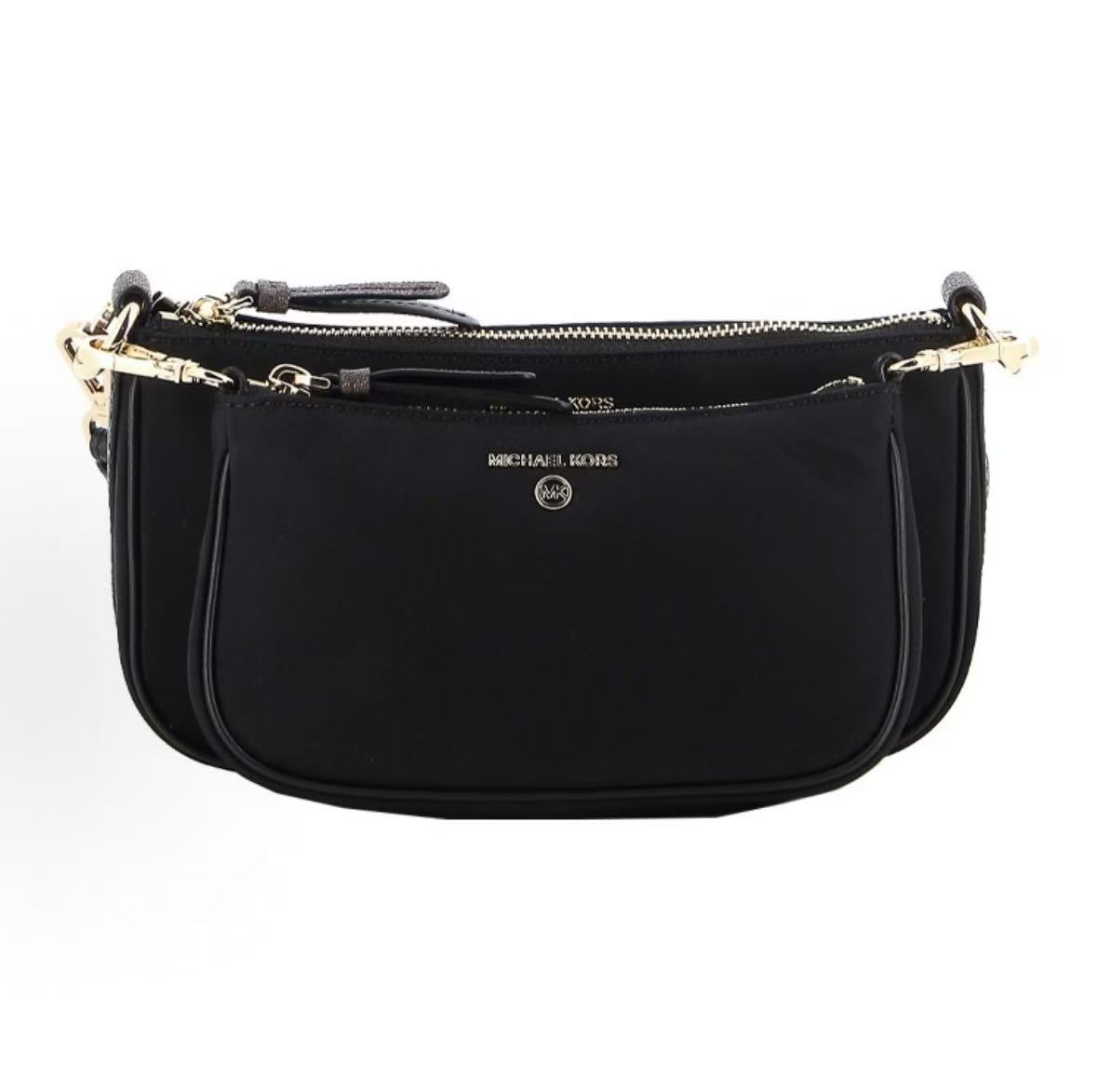 

Michael Kors MK Jet Set Gold Logo Zipper Closure Three-In-One Shoulder Crossbody Bag Women Bags Black 32F1GT9C6C-001 Basic Set (Bag+Dust Bag)