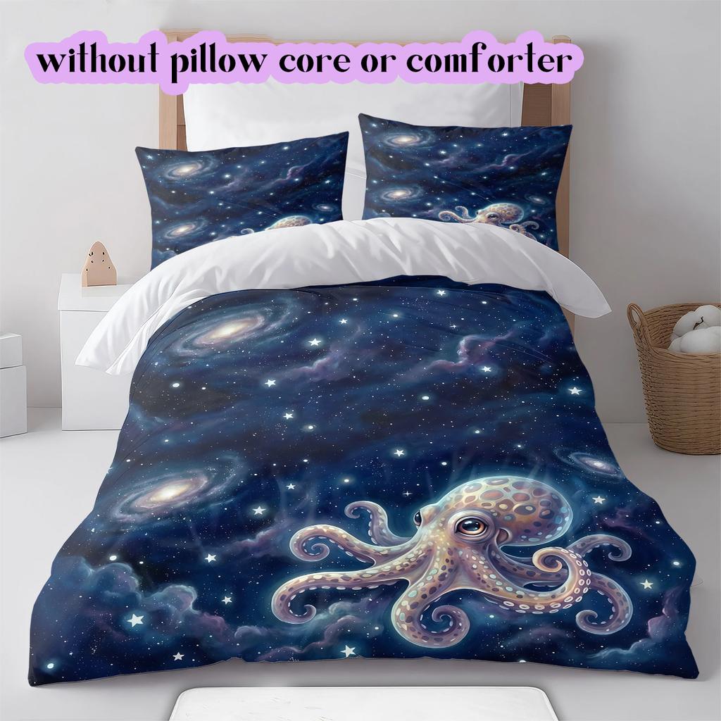 Starry Sky Animals Pattern Bedding Quilt Set Quilt Cover Pillowcase Home Decoration Birthday Gift (1 * Duvet Cover + 2 * Pillowcase, Without Core)