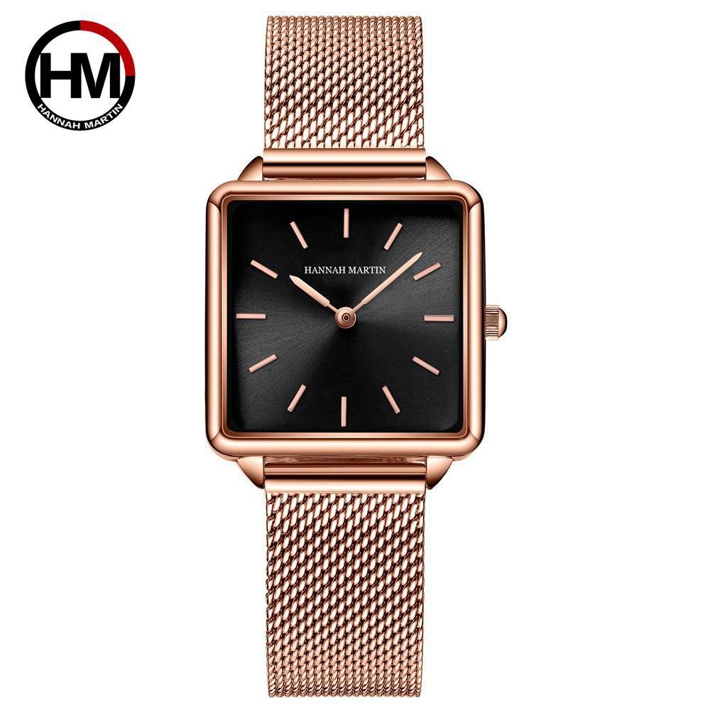 Women's Rose Gold Steel Band Quartz Watch Japanese Movement Simple Dial Women's Watch