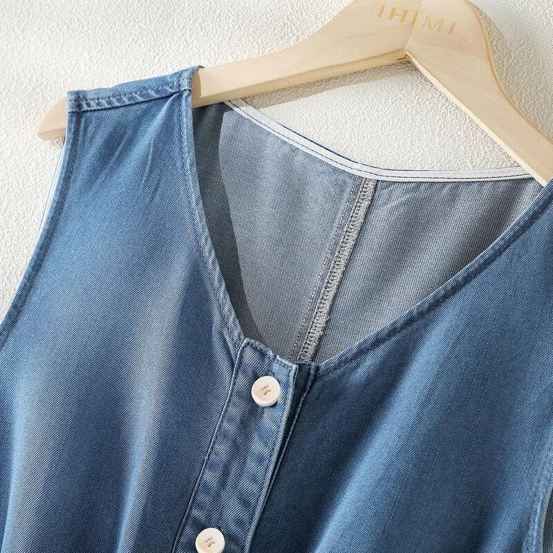 IHIMI Women's Tencel Denim Wide-Leg Jumpsuit