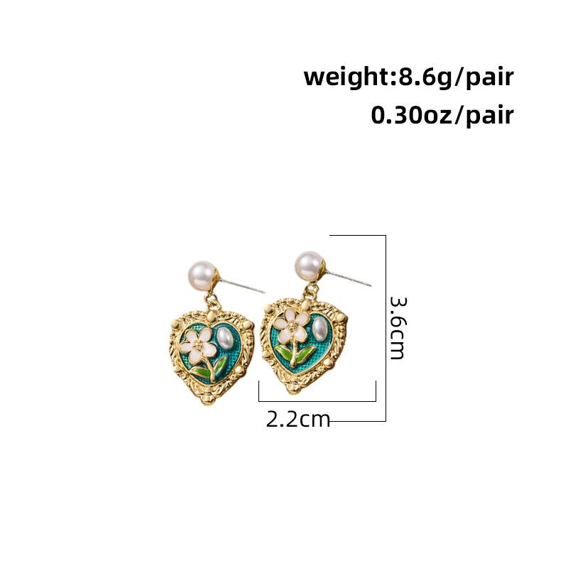 Western medieval old retro earrings, earrings, pink s925 silver needle earrings, flower earrings.