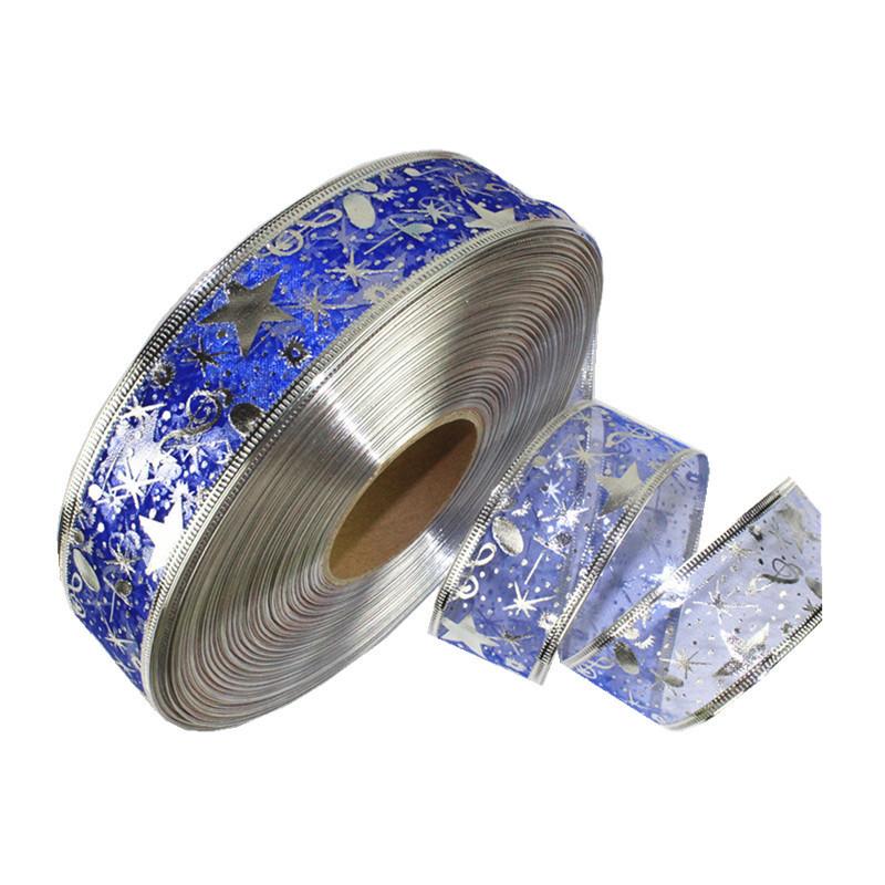 Festive 100 Yard 3.8cm Christmas Ribbon Multi-colored Edged Foil Ribbon For Home Decor