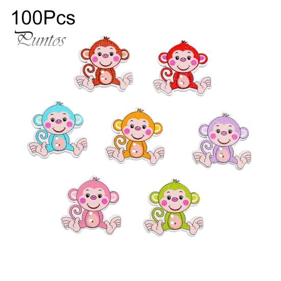 

50 шт смешанные цвета 2 отверстия обезьяна милые деревянные пуговицы для DIY шитья скрапбукинга