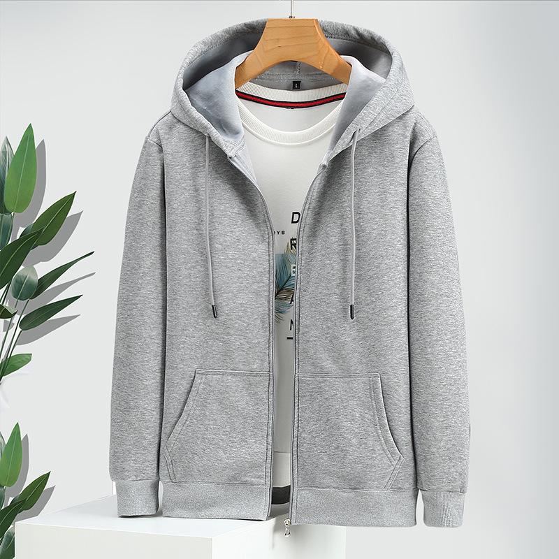 Men's Plus Size Fleece-Lined Zipper Hoodie - Thick, Loose Fit for Autumn and Winter